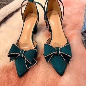 Chic Teal Bow Women's Heels